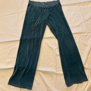 Juicy Couture dark teal wide-leg velour track pants